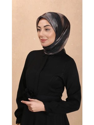 Lo'cella Pamuklu Soft Eşarp 4543-8 Siyah-Kahve