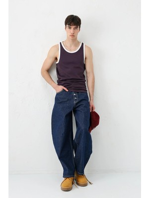 Vamos Oversize Askılı Tişört Mürdüm