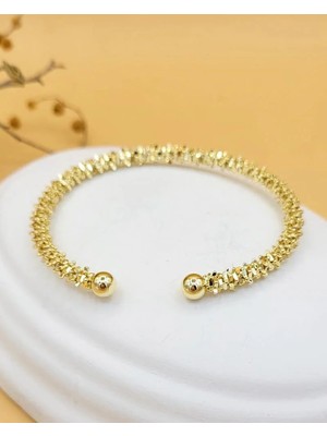 Nevoka Gold Işıltılı Örgü Açık Bileklik