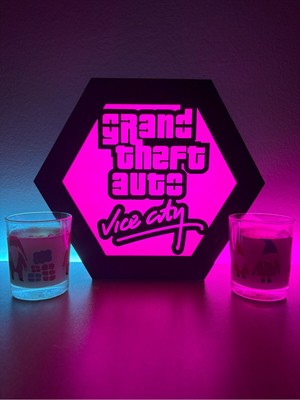 Allians Pembe Gta Vice City Masaüstü Dekoratif Modern Lamba, Şık Tasarım