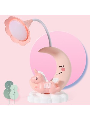 Allians Pembe Unicorn ve Ay Masa Lambası, 20X17 Cm, Şık ve Sıcak Atmosfer