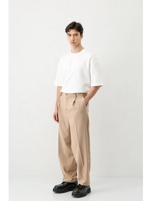 Vamos Baggy Fit Pilili Pantolon Bej