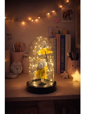 Allians Şemsiye ve Ayıcık Figürlü Dekoratif LED Işık, Sevgi ve Doğum Günü Hediyesi