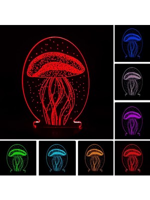 Allians 3D Renk Değiştiren Deniz Anası LED Gece Lambası, Pilli ve USB Bağlantılı