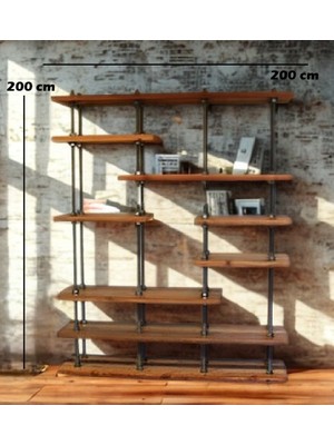 Yaratıcı Sanatlar Atölyesi El Yapımı Özel Tasarım %100 Doğal Ceviz Ağacı Dekoratif Kitaplık