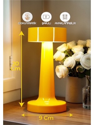 Allians Dokunmatik Renkli Masa Lambası, Ayarlı ve Şarjlı Ledli Abajur
