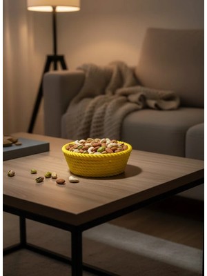 Lims Store Yuvarlak Çerezlik Sarı Canlı Renkli Dekoratif Sunum Kasesi