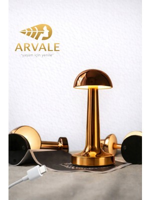 Allians Dokunmatik Mantar Masa Lambası USB Type-C Şarjlı, LED Işık, 3 Mod