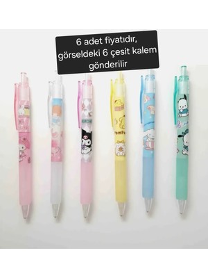 Dogadastore Kuromi My Melody Pompompurin Pochacco Cinnamoroll Versatil 0,7 Uçlu Kalem 6 Lı Ürün
