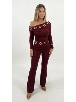 Shine & Style Tasarım Halka Takım Bordo