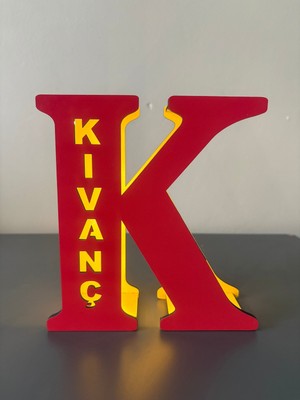 Allians Kişiye Özel LED Işıklı Ahşap Harf Lambası, Baş Harf Tasarımlı Dekoratif Gece Işığı