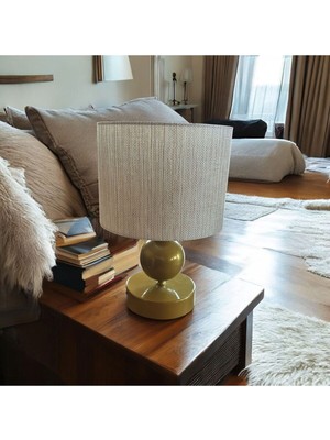 Allians Altın Detaylı Rattan Silindir Masa Lambası, Şık ve Modern Tasarım
