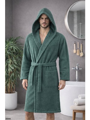 Pamuklu Kapşonlu Kadın ve Erkek Cepli Kapüşonlu Bornoz Welcomein Premium Bornoz