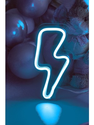 Allians Şimşek Şeklinde Neon LED Işıklı Çocuk Odası Tablo 10X20 cm