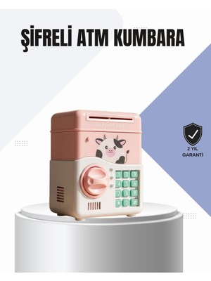 Zero Land Hnrlishp Pembe Elektronik Şifreli Otomatik Para Çeken Atm Kumbarası
