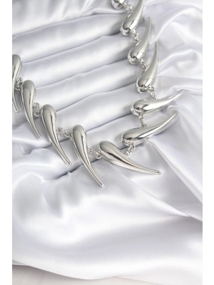 Pazarcan Vip Seri Özel Model Gümüş Renk Kadın Kolye