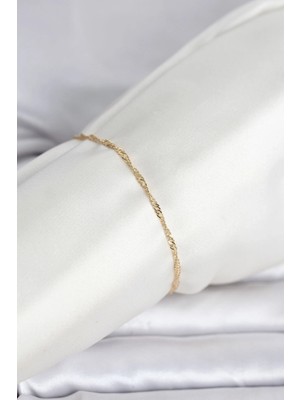 VeraGlobe Buğz cm 14K Gold Renk Ezme Burgu Zincir Model Kadın Bileklik