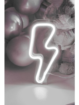 Allians Çocuk Odası Için Neon LED Şimşek Şeklinde Tablo, 10X20 cm