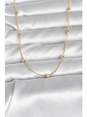 VeraGlobe Buğz cm 14K Gold Renk Damla Topçuk Model Zincirli 60 cm Kadın Kolye
