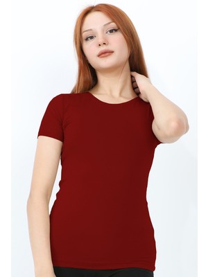 inStyle Bisiklet Yaka Kısa Kol Basic Tişört - Kırmızı