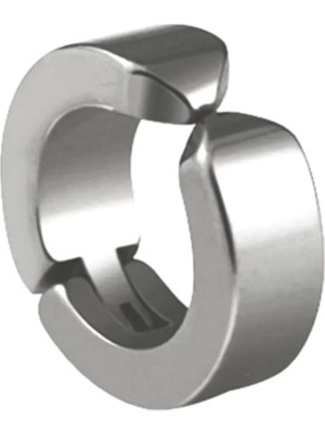 Pazarcan Erkek Küpesi - 1 Adet Çelik Kıstırmalı Küpe Paslanmaz Atmaz Çelik Gümüş Renk Küpe