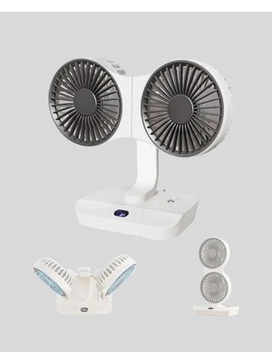 Lims Store Çift Kafalı Masaüstü ve Duvar Tipi Sessiz USB Şarjlı Fan