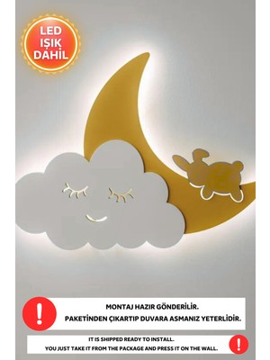 Allians Ay Bulut ve Tavşan LED Işıklı Çocuk Odası Seti, Sıcak ve Tatlı Atmosfer