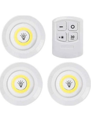 Allians Kablosuz 3'lü LED Spot Işık Seti, Uzaktan Kumandalı, Pilli ve Şık Tasarım