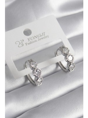 Pazarcan Pirinç Gold Renk Zirkon Taşlı Kalp Detay Kadın Küpe