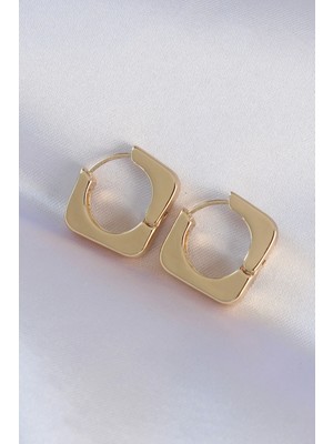 Pazarcan Pirinç Gold Renk Kare Küpe