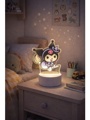 Allians 3D LED Gece Lambası, Çift Taraflı Kuromi Dekoratif Masa Lambası