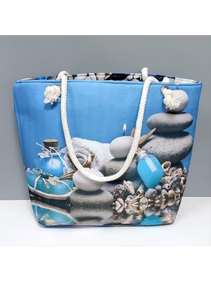 SiHako Deniz Taşları Desenli Plaj Çantası