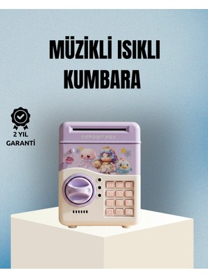Zero Land Hnrlishp Işıklı Sesli Şifreli Otomatik Para Çeken Kumbara Mor