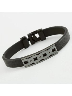 SiHako Zincir Desenli Kaliteli Suni Deri Bileklik