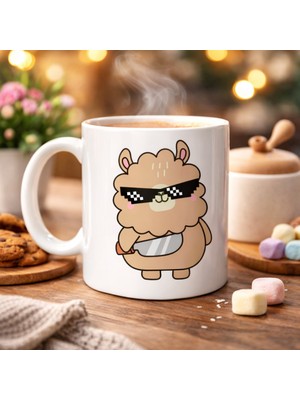 urfakent bilişim ve medya danışmanlık Cool Alpaka Tasarımlı Porselen Kupa Model 92 – Eğlenceli, Havalı ve Enerjik Kahve Kupası