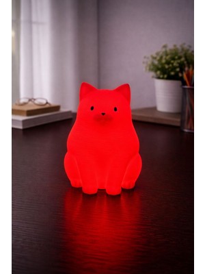 Allians Sevimli Kedi LED Gece Lambası, Dekoratif ve Çocuk Odası Için Renkli Aydınlatma