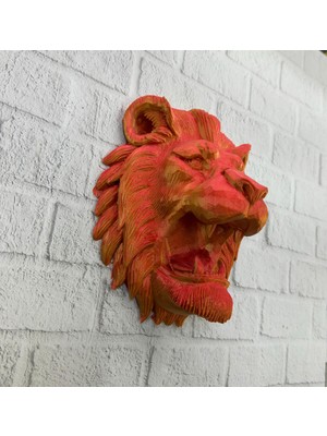 Zero Land Hnrlishp Gold Kırmızı Aslan Duvar Dekoru Asılabilir Hediyelik 3D Heykel 20X21 cm