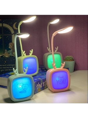 Allians Sevimli Tasarımlı USB Şarjlı Mavi Masa ve Gece Lambası