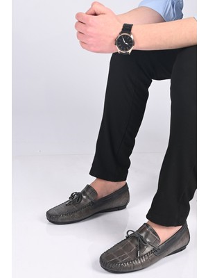 Bestello Bağcıksız Fiyonklu Poliüretan Taban Hakiki Deri Loafer 028-2068-26Y Erkek Ayakkabı