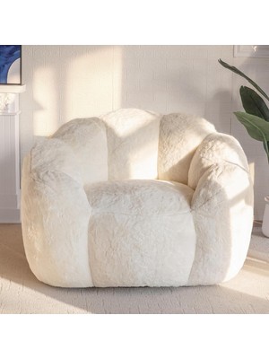 Puffiber Puf Koltuk Çiçek Tasarımlı Peluş Armut Koltuk Rahat Tv ve Okuma Koltuğu 105X80 cm