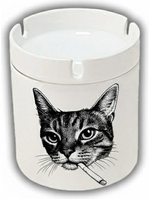 Sartre Art   Efkarlı Tekir Kedi Tasarımlı Hediyelik Kokusuz Söndür At Küllük Kül Tablası