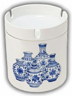 Sartre Art   Blue Blanc Serisi Güzel Vazolarım Tasarımlı Hediyelik Kokusuz Söndür At Küllük Kül Tablası