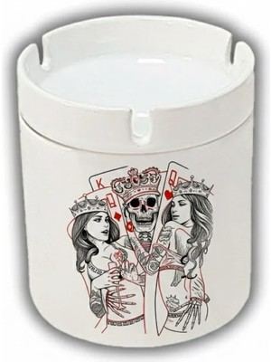 Sartre Art  Iskambil Kağıtları Tasarımlı Hediyelik Kokusuz Söndür At Küllük Kül Tablası