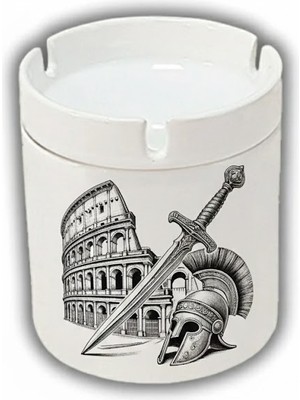 Sartre Art   Collesium ve Gladyatör Tasarımlı Hediyelik Kokusuz Söndür At Küllük Kül Tablası