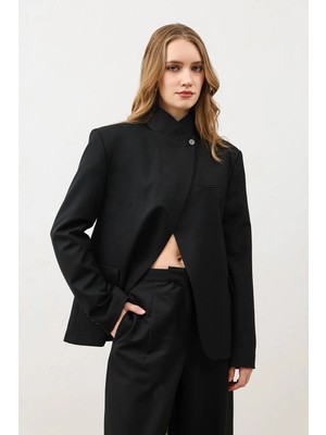 Antioch Siyah Dik Yaka Kadın Blazer Ceket