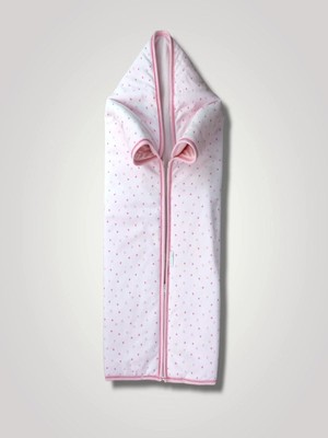 DMR Elegance Yenidoğan Kalp Baskılı Fermuarlı Kadife Bebek Battaniyesi Pembe