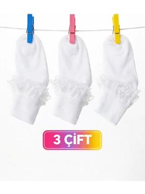 Algitsin O L A Kız Çocuk Dantelli Çorap 3 Lü Set