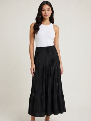 Rabiossa Kadın Ithal Inci Detaylı Pileli Etek