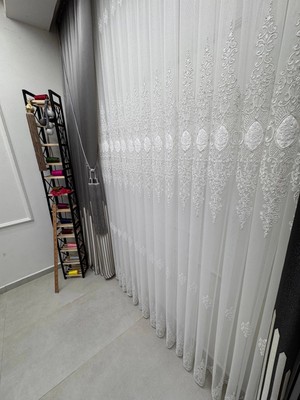 Nivemes Home Nivemeshome Belya Aplik4 Gümüş 1/2,5 Pileli Bambu Tül Perde