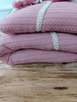DMR Elegance Yenidoğan Tericotton Örgülü Trilüx Bebek Battaniyesi Kundak Gül Kurusu